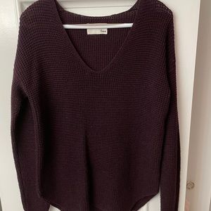 Waffle-knit V-neck sweater